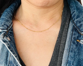 Gold Satellite Chain Layering Necklace - Gold Fill, Rose Gold Fill, Sterling Silver - Dainty Everyday