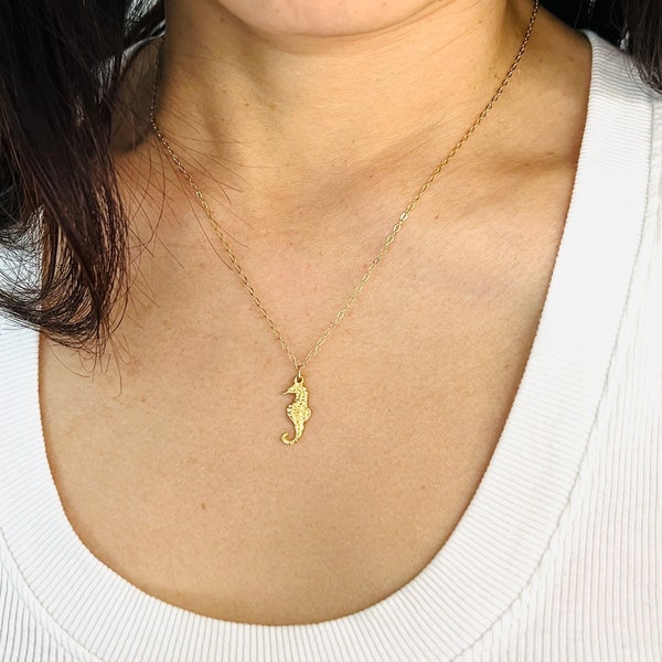 Gold Dainty Seahorse Necklace