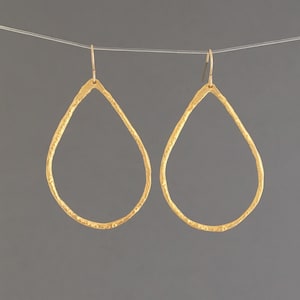 Gold Teardrop Hoop Earrings – 14k Gold Fill – Lightweight Teardrop Hoops – Everyday Minimalist Gift for Her - Two Sizes