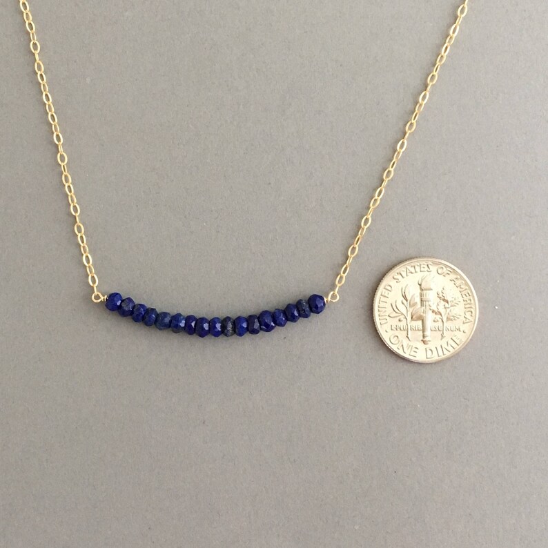Blue Lapis Beaded Necklace Gold, Rose Gold, or Silver // Handmade Gift Gemstone image 4