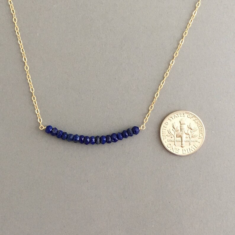 Blue Lapis Beaded Necklace Gold Rose Gold or Silver // Etsy