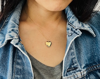 Small Gold Heart Locket Necklace - Gold Locket Necklace - Minimalist Handmade Jewelry