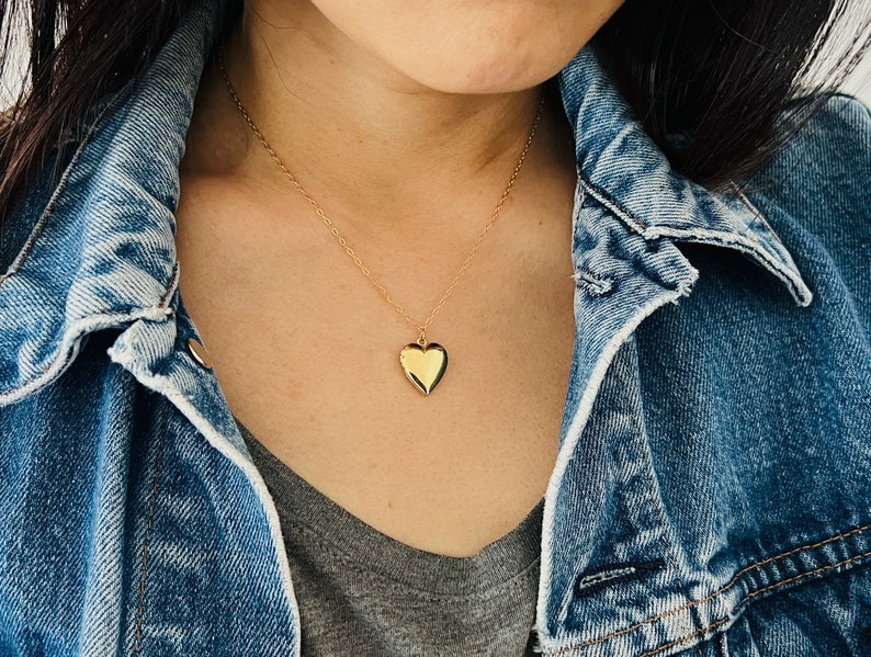 Small Gold Heart Locket Necklace Gold Locket Necklace Minimalist Handmade Jewelry image 1