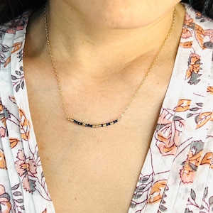Custom Morse Code Necklace – Blue Sapphire Stone Beads – 14k Gold Fill, Sterling Silver, or Rose Gold – Personalized Hidden Message Jewelry