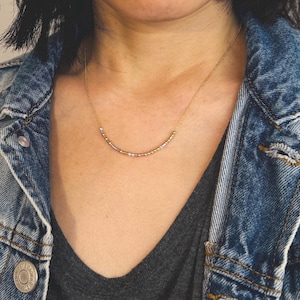 Custom FINE CHAIN Small Bar Morse Code Necklace  in Gold Fill, Sterling Silver, Rose Gold - Personalized Necklace