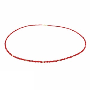 Red Coral Choker Necklace Gold Fill, Sterling Silver, Rose Gold Fill