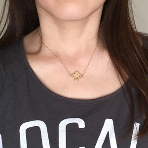 Thicker Gold Clover Necklace Custom Gold Clover Necklace Simple Minimalist Handmade Jewelry image 3