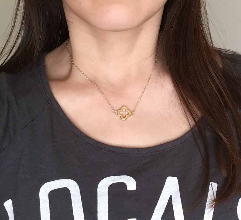 Thicker Gold Clover Necklace Custom Gold Clover Necklace Simple Minimalist Handmade Jewelry image 3