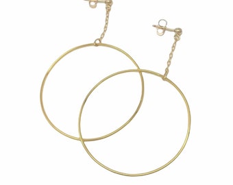 Ball Post with Hanging Hoop Gold Fill Earring