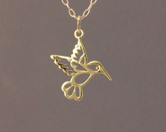 Gold Cutout Hummingbird Necklace