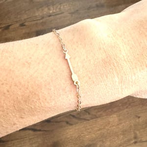 Sideways Arrow Bracelet – Gold, Silver, or Rose Gold, Adjustable Chain, Dainty Minimalist Jewelry, Handmade Gift for Her