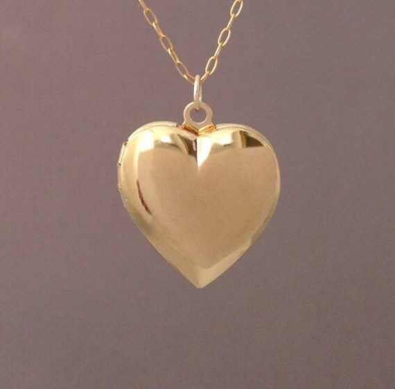 Large Gold Heart Locket Necklace - Etsy