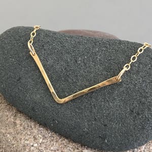 Chevron Hammered Gold Fill Bar Necklace also in Sterling Silver and Rose Gold Fill image 5