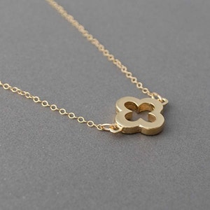 Thicker Gold Clover Necklace Custom Gold Clover Necklace Simple Minimalist Handmade Jewelry image 2