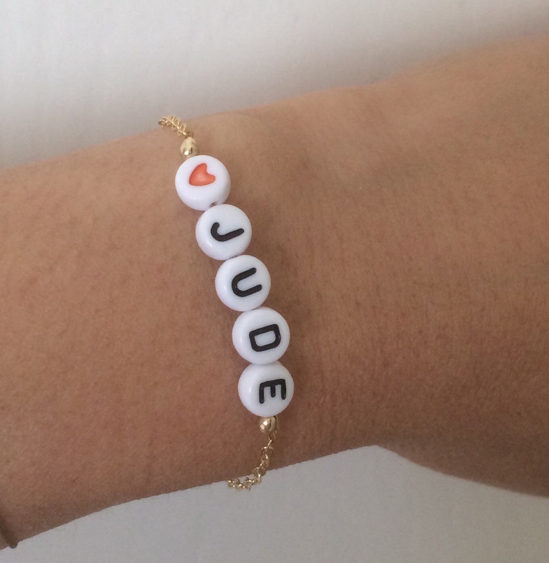 CUSTOM Alphabet Letter Beaded Gold Bracelet also available in Silver Rose Gold Personalized Name Bracelet image 5