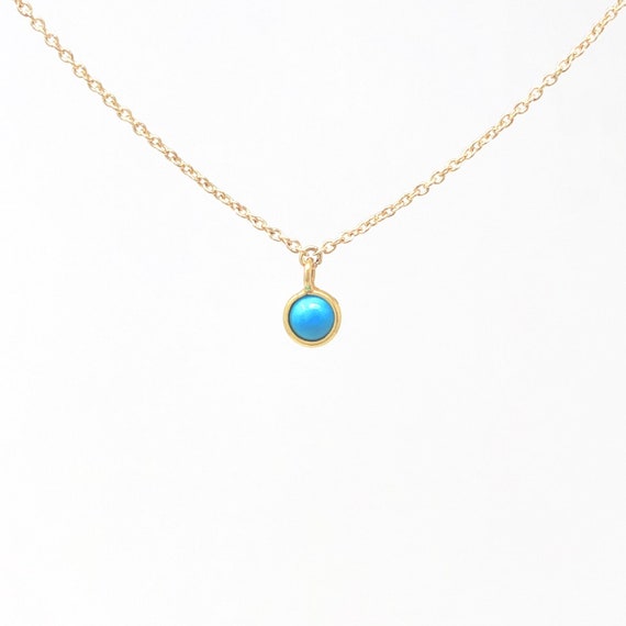J J FINE 14k Gold Tiny Turquoise Bezel Necklace Etsy Australia