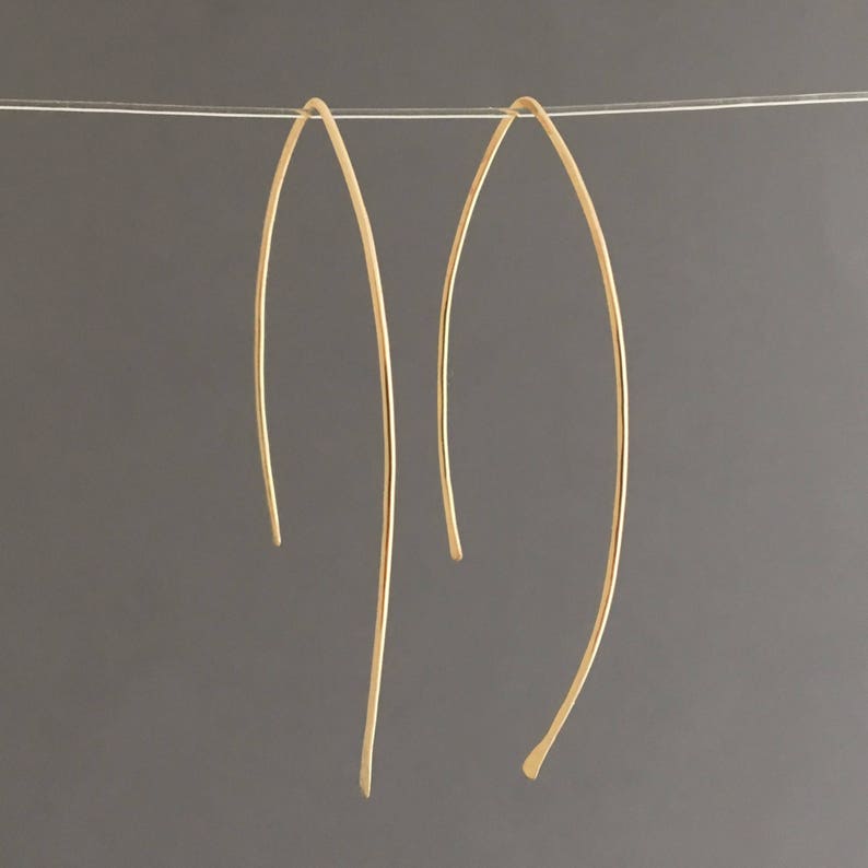 Hammered Wire Wishbone Threader Earrings in Gold Fill Rose Etsy