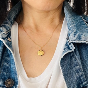 Small Round Gold Locket Necklace - Dainty Everyday Small Locket Necklace