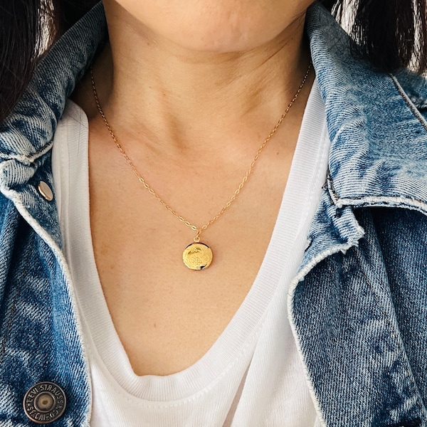 Small Round Gold Locket Necklace - Dainty Everyday Small Locket Necklace