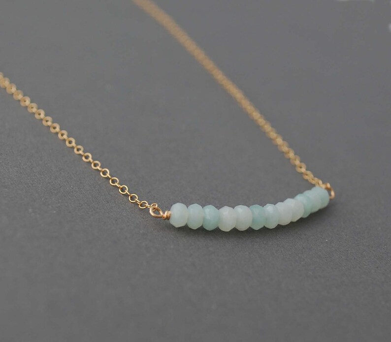 Amazonite Beaded Necklace with Antique Gold Feather 251x