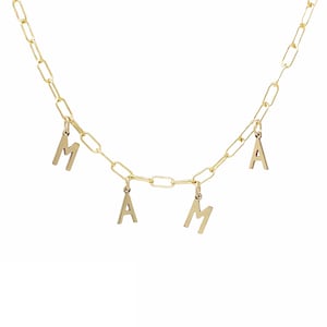 Paperclip Chain Initial Necklace – 14k Gold-Fill or Sterling Silver with Custom Letter Pendant – Trendy Minimalist Gift for Her Personalized