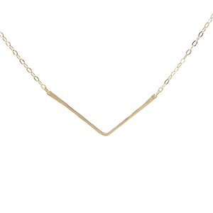 Chevron Hammered Gold Fill Bar Necklace also in Sterling Silver and Rose Gold Fill image 2