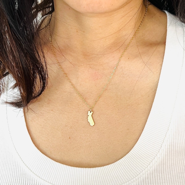 Tiny Gold CALIFORNIA State Necklace also in Silver and Rose Gold Fill