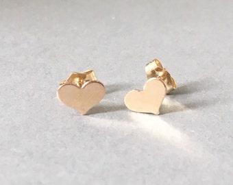 Tiny Heart Post Earrings Gold Fill or Sterling Silver