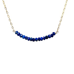 Blue Lapis Beaded Necklace Gold, Rose Gold, or Silver // Handmade Gift Gemstone image 2