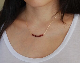 Garnet Ruby Red Beaded Necklace also in Silver