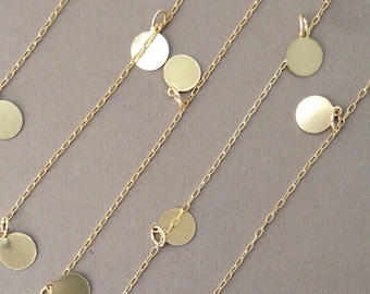 Long Gold Fill Discs Round Dot Necklace