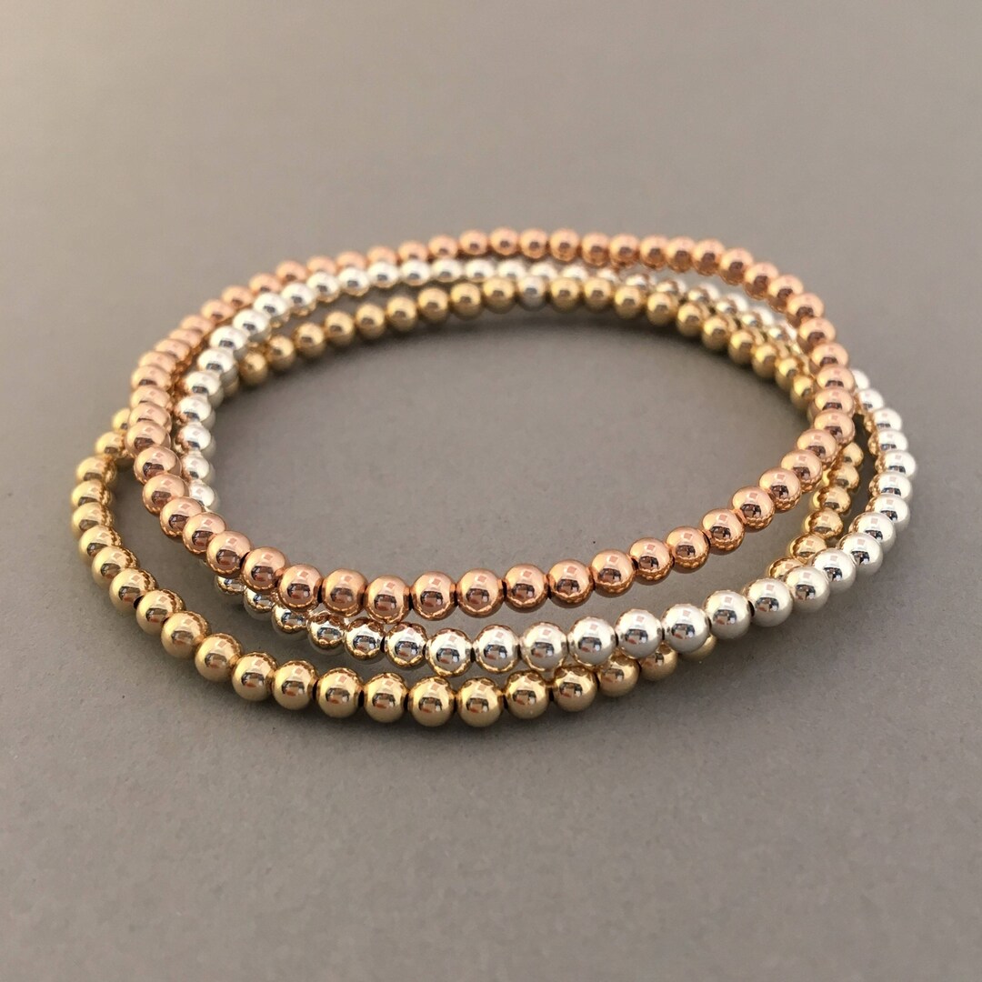 3 mm Beaded Ball Bracelet – 14k Gold Fill, Sterling Silver, or Rose ...
