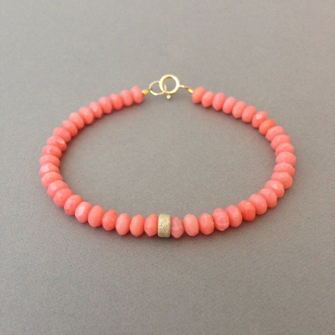 Pink Coral Stone Layer Beaded Bracelet Etsy