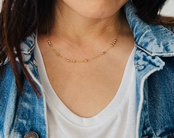 Custom Word or Phrase Morse Code Necklace  in Gold Fill or Sterling Silver - Personalized Necklace