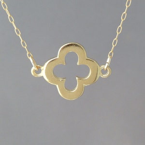 Thicker Gold Clover Necklace Custom Gold Clover Necklace Simple Minimalist Handmade Jewelry image 1