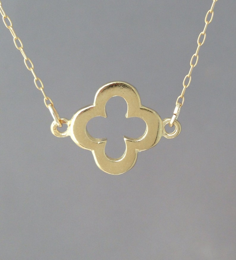 Thicker Gold Clover Necklace Custom Gold Clover Necklace Simple Minimalist Handmade Jewelry image 1