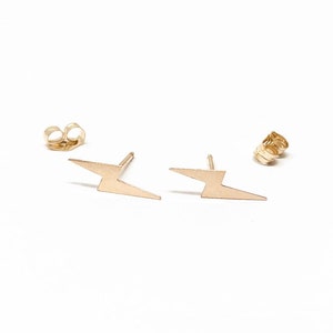 Lightning Bolt Stud Earrings – Gold Fill, Rose Gold Fill, or Sterling Silver – Minimalist Lightning Bolt Post Jewelry – Gift for Her
