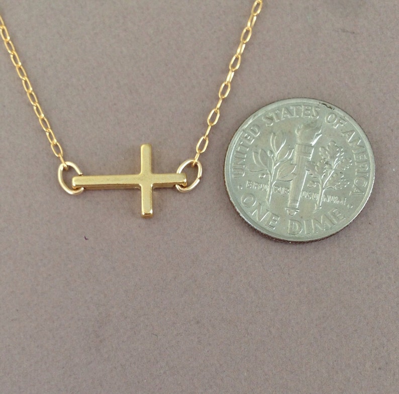 Tiny Gold Sideways Cross Bracelet Horizontal image 5