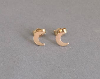 Crescent Moon Post Earrings Gold Fill or Sterling Silver