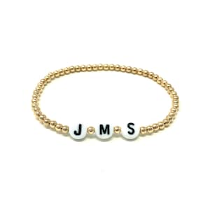 CUSTOM Personalized Beaded Bracelet also available in Silver and Rose Gold Personalized Bracelet Custom Letter Alphabet Bracelet image 1