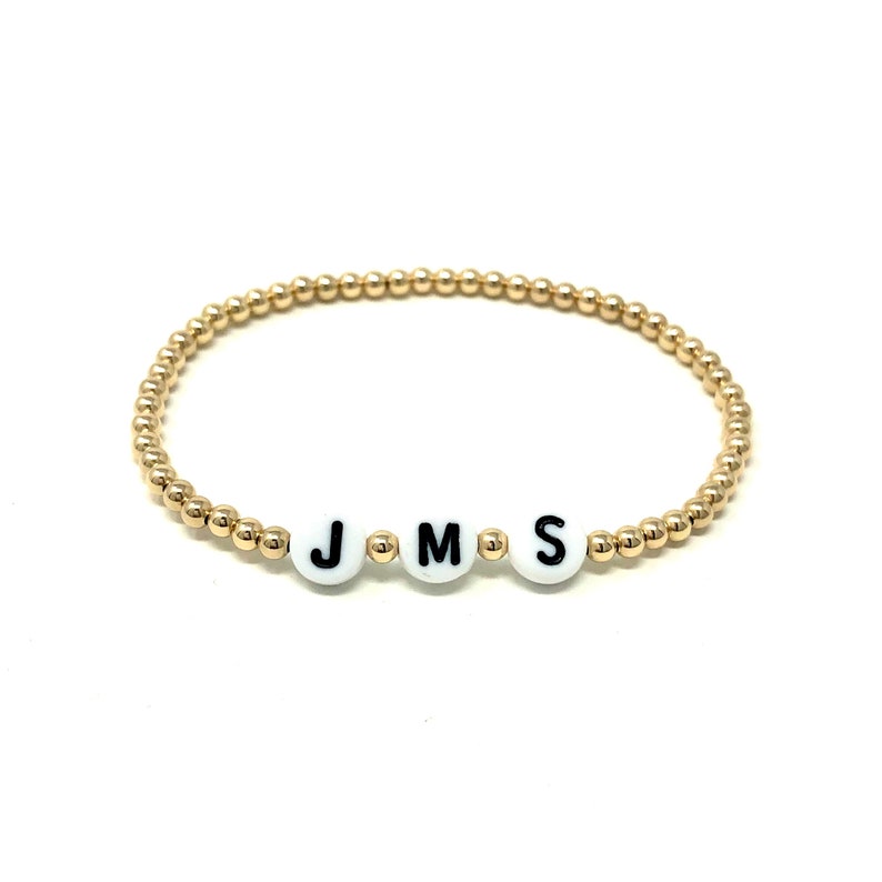 CUSTOM Personalized Beaded Bracelet also available in Silver and Rose Gold Personalized Bracelet Custom Letter Alphabet Bracelet image 1