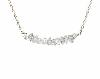 Herkimer Diamond Beaded Necklace available in gold, rose gold, or silver