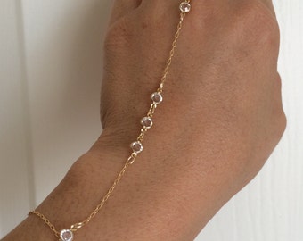 Winzige Swarovski Crystal Gold Handkette Armband Harness auch in Silber und Rose gold fill