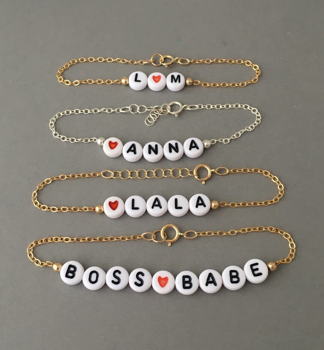 CUSTOM Alphabet Letter Beaded Gold Bracelet Also Available in - Etsy