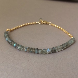 Labradorite Gemstone Beaded Gold Bracelet also available in Silver image 4