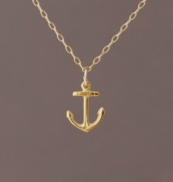Gold Tiny Anchor Necklace Also Available In Silver Image 0