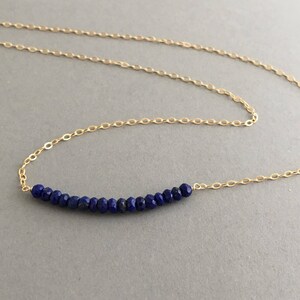 Blue Lapis Beaded Necklace Gold, Rose Gold, or Silver // Handmade Gift Gemstone image 3