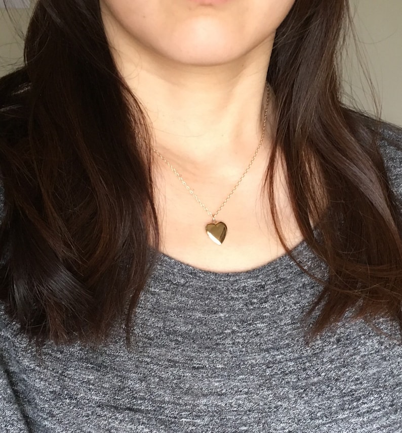 Small Gold Heart Locket Necklace Gold Locket Necklace Minimalist Handmade Jewelry image 5