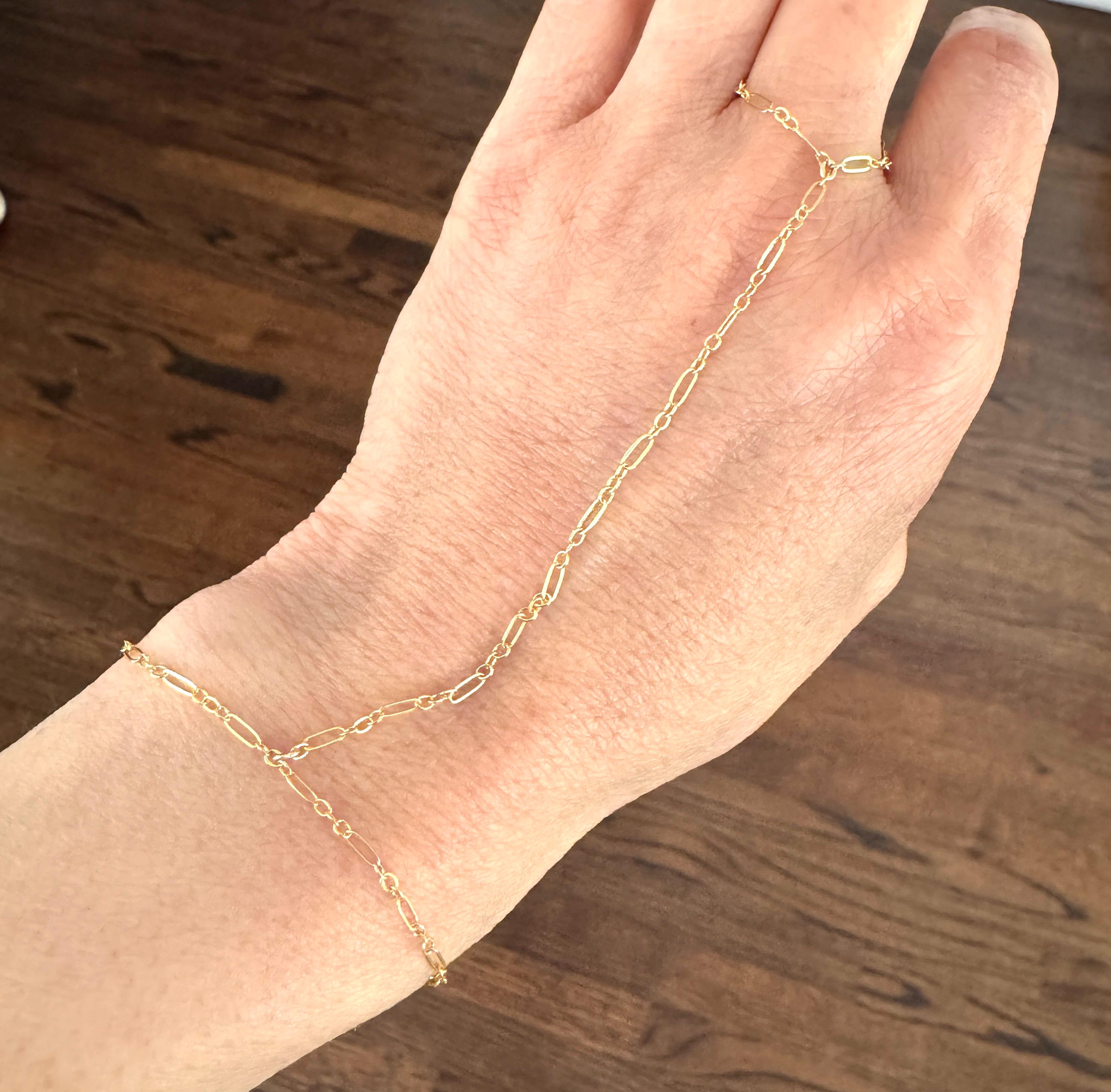 Gold Fill Unique Lace Hand Chain Bracelet Harness