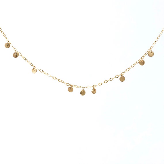 Scattered Dot Disc Gold Fill Necklace 